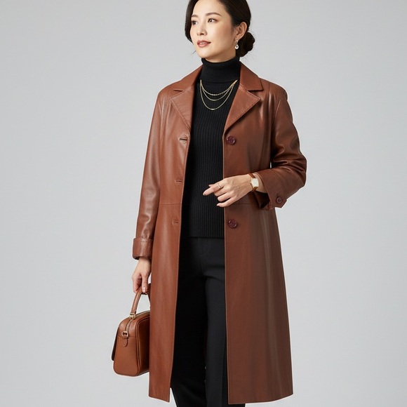 Michael Lawrence Genuine Leather Blazer Jacket Button up‎